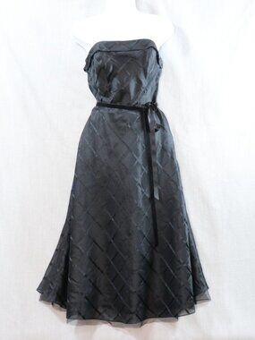VTG Express Silk Cocktail Dress 7/8* 5/6 50s Style Strapless Black Goth Fairy